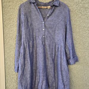 Beacan Cove 100% Linen Chambray Dress